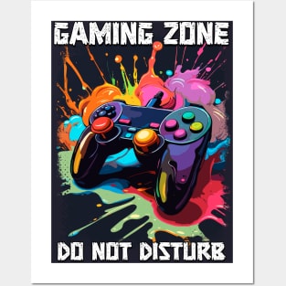 Gaming Zone Do Not Disturb controller funny sign pop art illustration for gamers Posters and Art